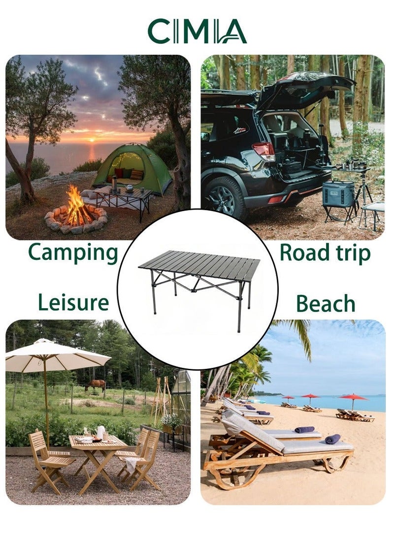 السيميا طاولة تخييم قابلة للطي، طاولة شاطئ محمولة، مع حقيبة محمولة، مناسبة للاستخدام الداخلي والخارجي والتخييم والفناء الخلفي والحفلات والفناء، طاولة تخييم سوداء على الشاطئ - Image 4